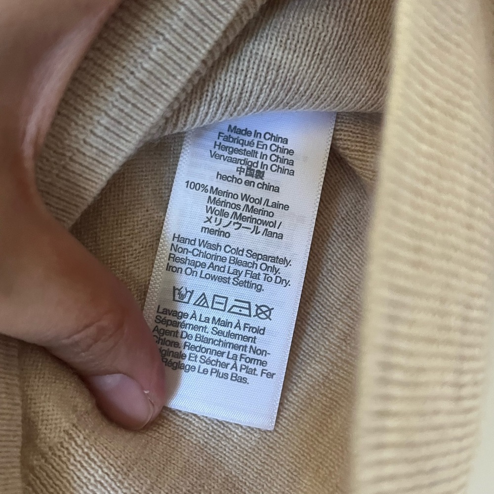 Beige Collared V-Neck Pullover Sweater - image 3